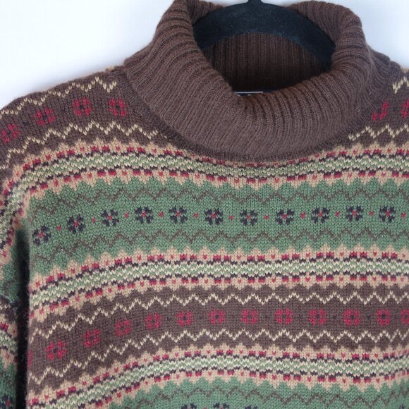 Vintage Polo Ralph Lauren Fair Isle Lambswool Turtleneck Sweater, Sz Extra-Large - Picture 3 of 6